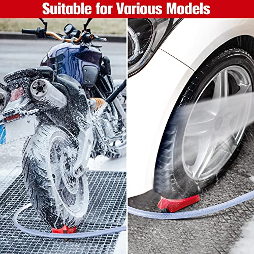 Dreyoo 4 Pcs Car Hose Guide, Tire Hose Roller for Car Washing, Detailing Tire Hoses Guide Preventing Pressure Washer Hoses Stuck Under The Wheels, Plastic Wash Tool to Avoid Snagging(Red) - color: Red