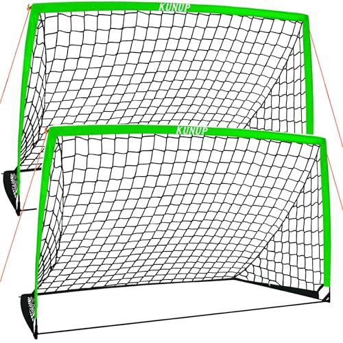 2 of 5×3 6x4 9x5 FT Portable Kids Soccer Goals Set, Foldable Soccer Practice Nets for Backyard with Carrying Bag for Toddler Youth Pop Up Soccer Training Equipment Indoor Outdoor Sports Game Gift - color: Green, style: 9x5FT