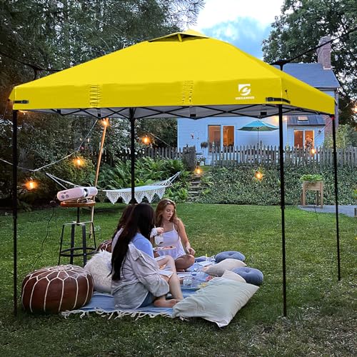 10x10 Pop Up Canopy Replacement Top Cover with Air Vent for Straight Leg Canopy Tent, Waterproof for Outdoor Garden Patio Camping Sun Shade(Frame NOT INCUDE) (Mustard Yellow) - color: Mustard Yellow