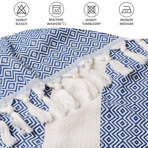 cabanana Turkish Beach Towel Oversized - 40"x70" Quick Dry Sand Free Thin Beach Towels for Adults,Extra Large Cotton Lightweigh Travel Towel for Beach Accessories (Diamond Blue) - color: Diamond Blue