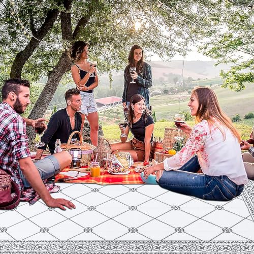 Outdoor Rug Waterproof Washable Extra Large Reversible Sandproof Outdoor Patio Rugs Outside Mat for RV, Patios, Deck, Beach, Camping (Classic Grey, 10'x14') - color: Classic Grey, size: 10' x 14' (Rectangular)