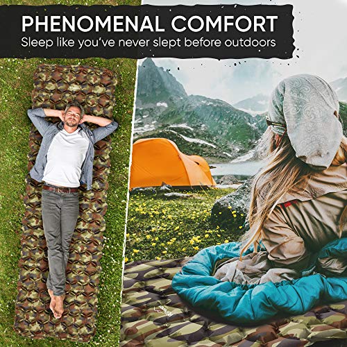 POWERLIX Camping Sleeping Pad - Ultralight Inflatable Camping Mattress Sleeping Mat for Backpacking, Hiking, Compact Lightweight Sleeping Pad for Camping, Inflation Bag/Repair Kit Included - color: Camouflage