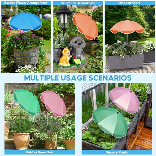 QRRICA 23.6" Adjustable Garden Umbrella Shade for Outdoor Use, Potted Greenery & Garden Beds – Angle-Adjustable Sun Protection - color: 4-pack