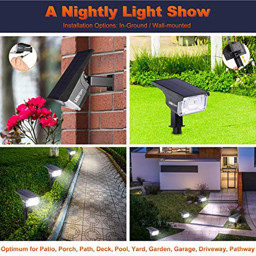 LEREKAM Solar Spot Lights, IP65 Waterproof 40 LEDs Landscape Spotlights,USB & Solar Powered Wall Lights Dark Sensing Auto On/Off,3 Modes Outdoor Solar Garden Lights for Yard Porch 2 Pack - color: Cool White, size: 2 Pack