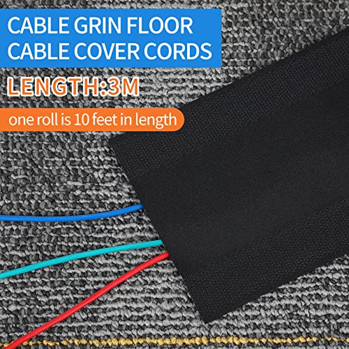 WILLBOND Carpet Cord Cover Cable Grip Floor Cover Cable Protector Management Only for Commercial Office Carpet(Black,39.37 ft) - color: Black, size: 39.37 Ft
