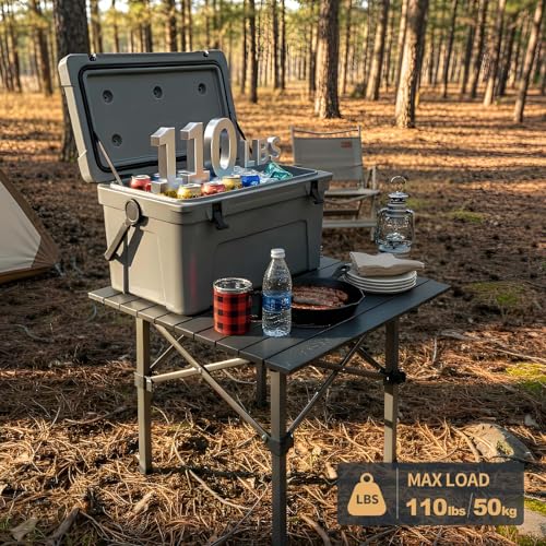 Folding Camping Table, Portable Lightweight Beach Tables for Sand Foldable, Aluminum Roll-up Folding Square Table for Outdoor Camping, Picnic, Card, Travel - color: Aluminum Desktop