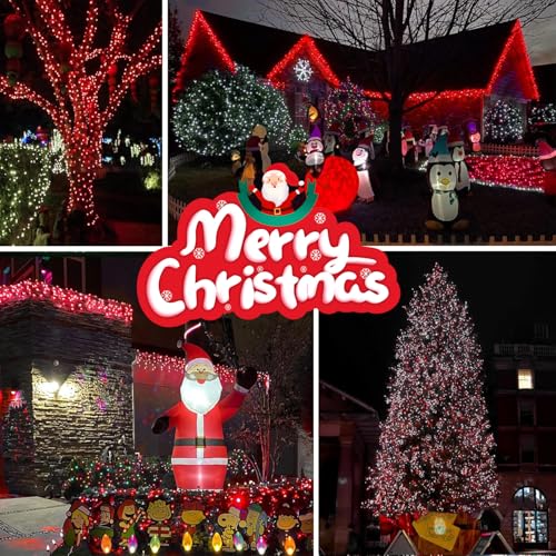 OZS Connectable Red and White Christmas String Lights, 2Pack Total 164FT 400LED Christmas Lights for Outdoor/Indoor, Plug in Tree Lights with 8 Modes, String Lights for Christmas Decorations Holiday - color: Red & White