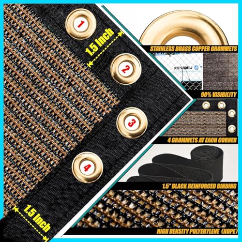 ShadeMart 5' x 25' Fence Privacy Screen Brown Heavy Duty 170 GSM Fencing Mesh Shade Net with Grommets & Zip Ties, 90% Blockage Fence Screen for Balcony Yard Outdoor Garden Pool (We Customize Size) - color: Brown, size: 0 5' x 2 5'