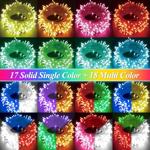 LitHome Color Changing Christmas String Lights Connectable, 35 Colors 66Ft 200 LED Red White and Blue String Lights Outdoor with Remote, 4th of July Light Plug in for Tree Party Independence Day Decor - color: Clear Wire, size: 200LED / 66FT