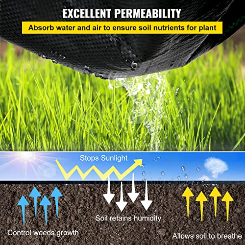VEVOR Weed Barrier Landscape Fabric, Heavy Duty 5x250FT 5oz Woven Garden Fabric Weed Barrier, Weed Control Fabric Ground Cover, Geotextile Fabric, Weed Block Gardening Mat, Driveway Fabric Landscaping - size: 5FT*250FT-5OZ, style: Woven