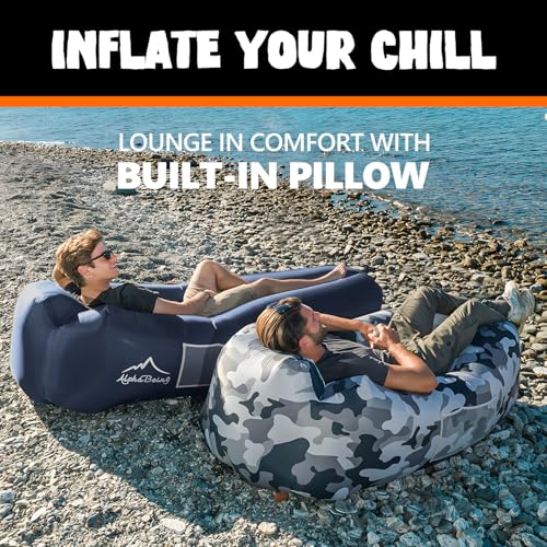 AlphaBeing Inflatable Lounger Beach Chair Accessories, Air Sofa Hammock Inflatable Couch for Camping Backyard Lakeside with Compression Sacks, Ideal Outdoor Gifts for Adults - color: URBAN CAMO