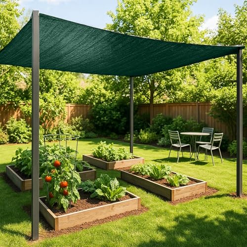 SUNNY GUARD 65-75% Sun Shade Cloth, 6 x 8 FT Green HDPE Mesh – Breathable Garden Shade Cover for Plants, Vegetables, Greenhouse, Patio, Chicken Coop & Dog Kennel - color: 70% SHADE-GREEN, size: 6 FT x 8 FT