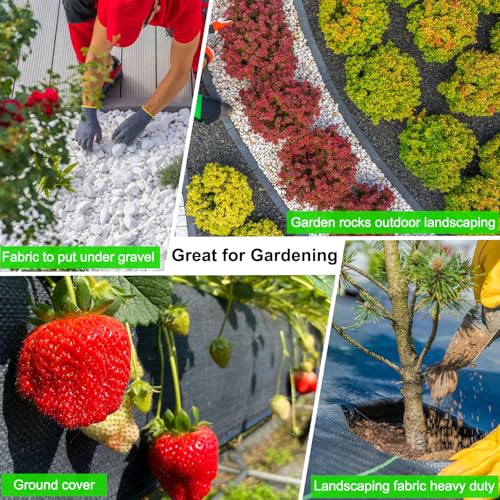 WAENLIR 5.8oz 4FT x 50FT Heavy Duty Landscape Fabric Weed Barrier Premium Woven Ground Cover Roll, UV Resistant&Tear-Proof, Ideal for Garden Beds, Walkways, Patios, Greenhouses, Outdoor Landscaping - size: 5.8oz 4ft X 50ft