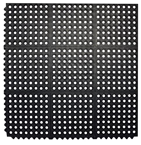 Envelor Interlocking Rubber Floor Mat Restaurant Kitchen Mat for Floor Anti Fatigue Bar Mat Door Mat Non - Slip Mat Indoor Outdoor Shower Pool Drainage Mat Durable Garage Flooring 36 x 36 Inch