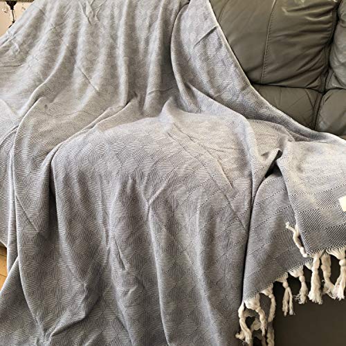 Bersuse 100% Cotton Milas XL Throw Blanket for Couch - 100% Cotton Lightweight Durable Throw Blanket, Big Blanket for Sensitive Skin, Decorative and Versatile - 60x90 Inches, Grey - color: Grey