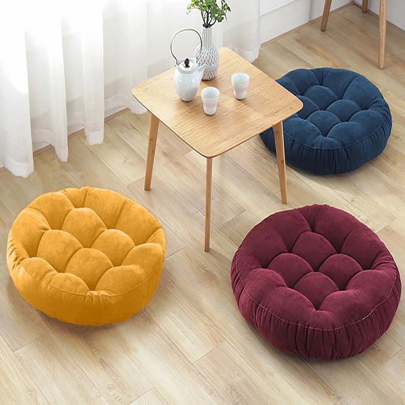 Meditation Floor Pillow Set of 2 Large Round Floor Cushions for Adults Tufted Corduroy Floor Seat Pillows Cushion for Living Room,Grass Green 16.5" Lx16.5 Wx3 H - color: Grass Green, size: 16.5"Lx16.5"Wx3"H