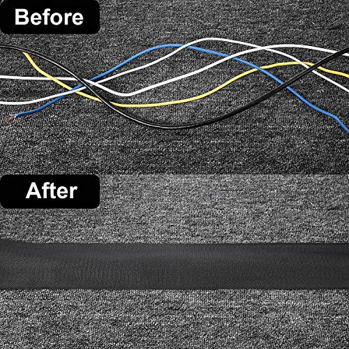 Cable Floor Strip Cord Grip Floor Cable Protector Carpet Cables Management, Hold Cords in Place, Keep Cables Organized, Protect Cords and Prevent a Trip Hazard, 3 Inch x 10 Feet - color: Black, size: 10 Feet