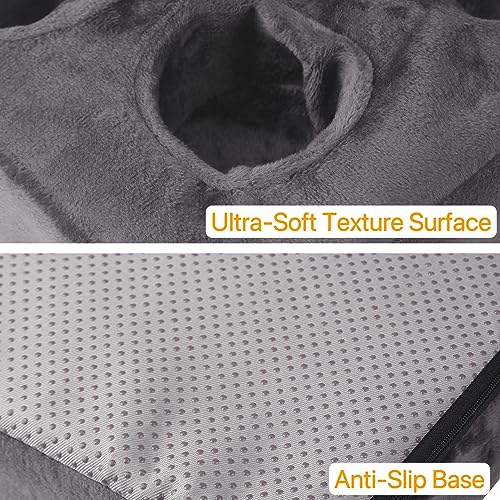 Couch Cup Holder Pillow, Couch Drinks Remotes Holder for Center of Couch, for Sofa, Bed, RV, Car (Gray) - color: Gray
