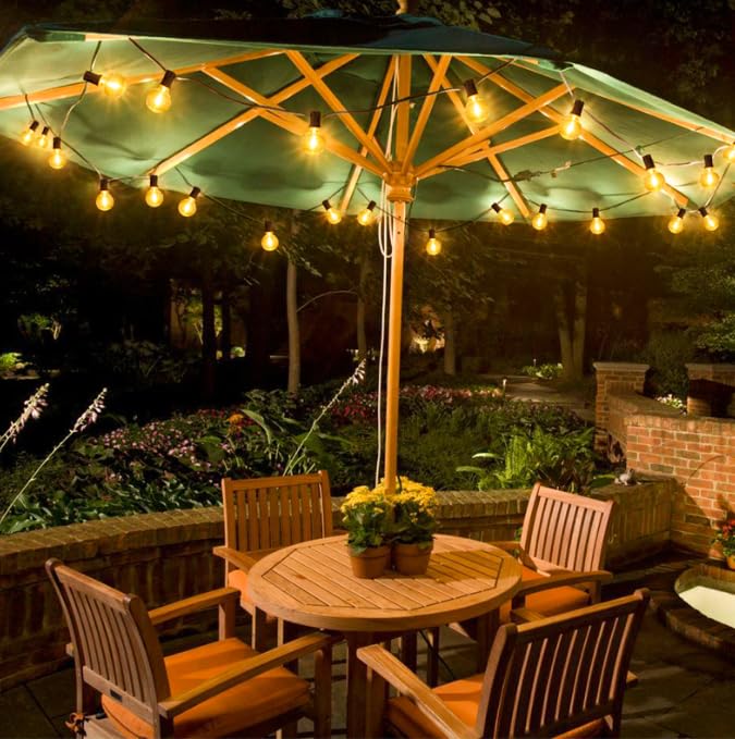 Larkvue 25FT Solar String Lights Outdoor with Remote, Waterproof Dimmable 3 Modes Patio Lights with 10+1 LED Shatterproof G40 Bulbs for Wedding-Brown - color: Brown