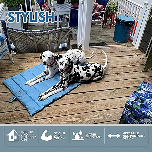 CHEERHUNTING Outdoor Dog Bed, Waterproof, Washable, Large Size, Durable, Water Resistant, Portable and Camping Travel Pet Mat - color: Blue, size: Large