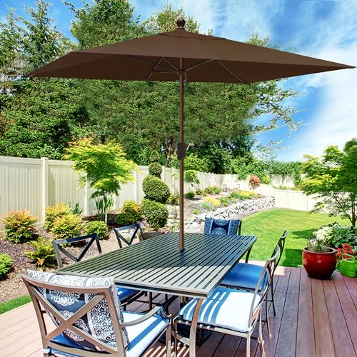 EliteShade USA 10-Year-Non-Fading 6.5x10Ft Rectangular Market Patio Umbrella, UPF 50+ UV Protection Performance Sun Umbrella, Heavy Duty Commercial Grade Outdoor Table Umbrella with Crank, Windproof Vented Top for Garden, Pool, Deck and Outdoor Playsets,