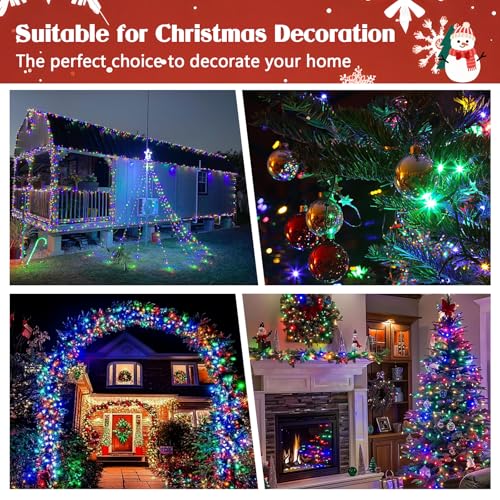 2-Pack Connectable Christmas Lights Outdoor, Total 164FT 400LED Christmas String Lights Waterproof with 8 Modes & Timer, Green Wire Twinkle Lights for Xmas Tree Decorations Outdoor Indoor, Multicolor - color: Multicolor