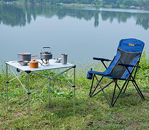 iClimb Lightweight Stable Alu. Folding Square Table Roll Up Top with Carry Bag for Camping Picnic Backyards BBQ Camp Kitchen (Nature, L) - color: Nature, size: Large