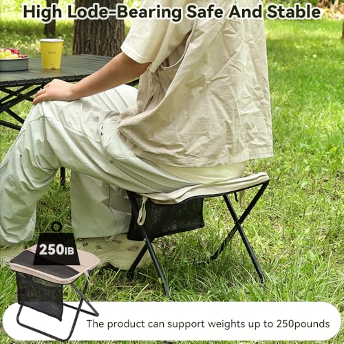 2 Pack Portable Folding Stools, Collapsible Backpack Stool with 3 Storage Pouches, Camping Chair Outdoor Seats Foot Rest, Ultralight for Hiking, Fishing, Camping, Festivals, Large 13"x10.62"x12.2"