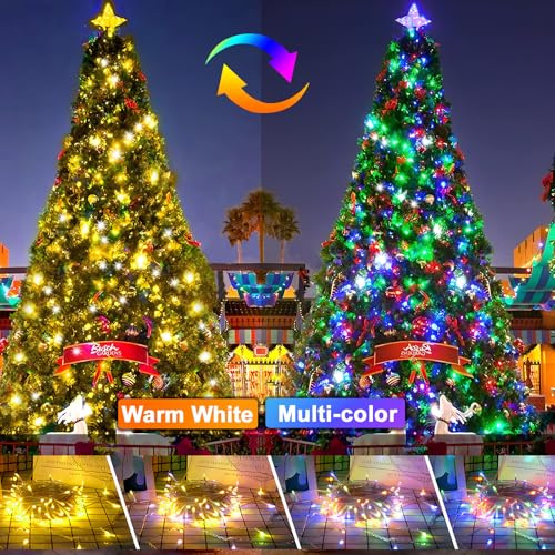 KNONEW 403ft 1000 LED Christmas Lights Color Changing String Lights Outdoor with 11 Modes for Xmas Tree Trunk Yard Porch Outdoor Wedding Party Decorations (Warm White to Multicolor) - color: Warm White to Multicolor, size: 403ft 1000 LED