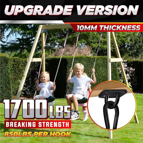 [Upgraded] 1700 lb Capacity 2PCS M10 Stainless Steel Pad Eye Hooks+2PCS 10MM Snap Hook + 8PCS Heavy Duty Screws for Hammock Hanging Kit, Swing Hanging, Wall/Ceiling Mount, Indoor & Outdoor