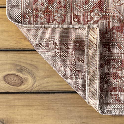 JONATHAN Y Boho Medallion Indoor Outdoor Area Rug 4X6 Red/Taupe, Rozetta Textured Weave for Backyard, Patio, Porch, Easy-Cleaning, High Traffic, Pet-Friendly, Non-Shedding (SMB102A-4) - color: Red/Taupe, size: 4' x 6' (Rectangular)