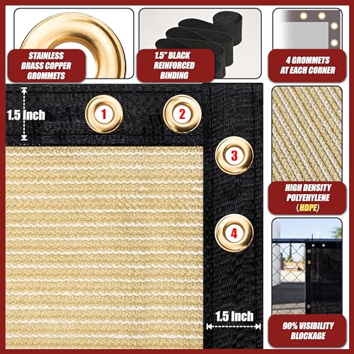 Amgo 4' x 10' White Fence Privacy Screen, Commercial Standard Heavy Duty Windscreen with Bindings & Grommets, 90% Blockage, Cable Zip Ties Included (We Make Custom Size) - color: White, size: 0 4' x 1 0'