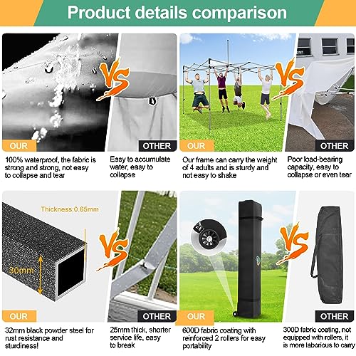 COBIZI 10x10 Pop Up Canopy with Sidewalls Heavy Duty Commercial Tent Easy Up Outdoor Canopy for Party, Wedding, Event and Backyard, All Season Windproof&Waterproof with Roller Bag UPF 50+, White - color: White, size: 10x10 With 4 Sidewalls