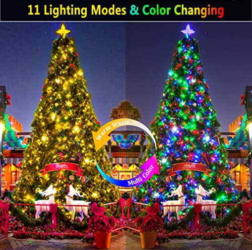 KNONEW 403FT 1000 LED Christmas Lights Color Changing Outdoor String Lights with 11 Modes & Timer Fairy Light Plug in Waterproof Fairy Lights for Xmas Yard Tree Wedding Party(Warm White to Multicolor) - color: Warm White to Multicolor, size: 403FT 1000 LE