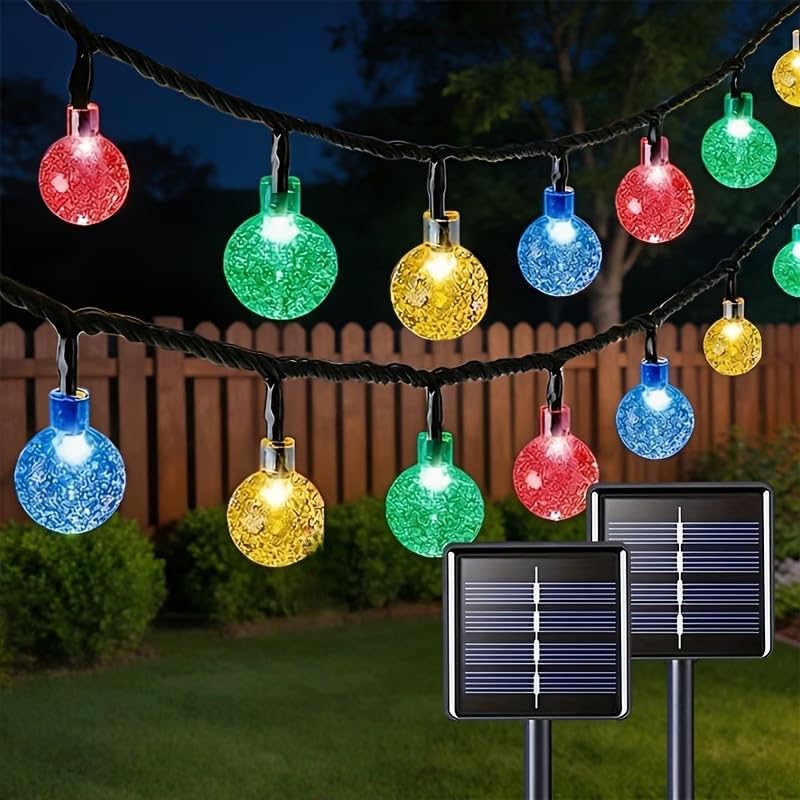 Solar String Lights Outdoor 2 Pack, 39FT 100 LED Globe Lights Outdoor, 8 Modes Waterproof Solar Patio Lights, Garden String Lights for Outside Gazebo Yard Backyard Decor (Multicolor) - color: Multicolor