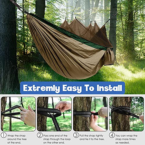 Gold Armour Camping Hammock - Camping Essentials, Double Hammock with Bug Net, Camping Gear Hammock for Outside, Hiking, and Travel (Khaki & Green) - color: Khaki & Green