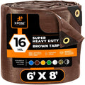 6' x 8' Super Heavy Duty 16 Mil Brown Poly Tarp Cover - Thick Waterproof, UV Resistant, Rip and Tear Proof Tarpaulin with Grommets and Reinforced Edges - by Xpose Safety - color: Brown, size: 6' x 8'