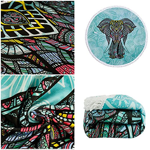 Violet Mist Microfiber Beach Towels Oversized Round Elephant Beach Blanket Sand Free Quick Dry Hippie Boho Circle Bath Towel Absorbent Bohemian Beach Yoga Mat Table Cloth Throw Fringe Tapestry 60" E - color: Elephant