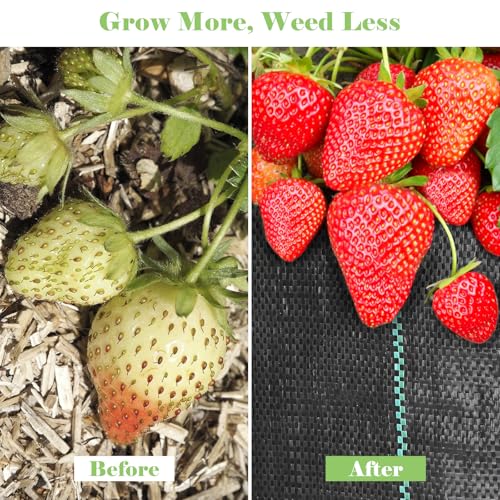 FEED GARDEN 4FT x 100FT Landscape Fabric Weed Barrier Fabric, Heavy Duty 3.2oz Ground Cover Geotextile Fabric for Gardening, with 30 U-Shaped Stakes (2 Pack 4x50FT) - size: 4FTx100FT