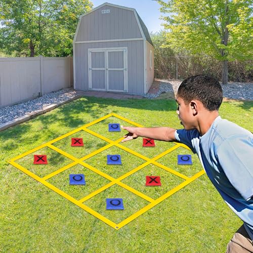 VANPET Outdoor Giant Tic Tac Toe Bean Bag Toss Games for Kids Adults Family, Large Outside Lawn Yard Backyard Carnival Field Day Game, Beach Picnic Camping Birthday Party Family Reunion Games