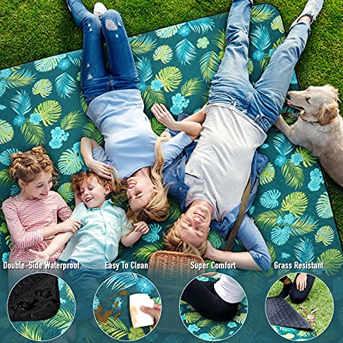 PY SUPER MODE Picnic Blankets Extra Large, Waterproof Foldable Outdoor Beach Blanket Oversized 83x79” Sandproof, 3-Layer Picnic Mat for Camping, Hiking, Travel, Park, Concerts(Yellow Flowers) - color: Yellow Flowers