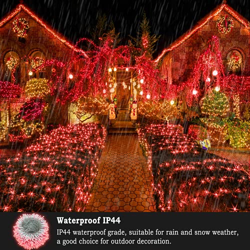 KNONEW 403ft 1000 LED String Lights Outdoor Christmas Lights 8 Modes & Timer Fairy Light Plug in Waterproof LED String Lights for Xmas Yard Tree Wedding Party Holiday Decorations (Red) - color: Red, size: 403FT 1000 LED