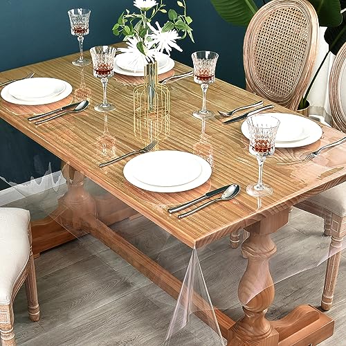 Nasitos 2 Pack Clear Plastic Table Cloth 54x120 Inch - Vinyl Oilcloth Transparent Cover for Dining, Waterproof, Rectangle Shape - Holiday Dinner, Showrooms - color: Clear, size: 54x120 Inch (Rectangular)