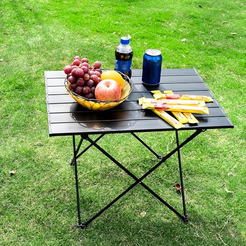 Folding Camping Table – Ultralight Aluminum Portable Table for Camping, Hiking, Backpacking, Picnic, Beach, BBQ – Compact Lightweight Collapsible Travel Side Table for Outdoor, RV, (1)