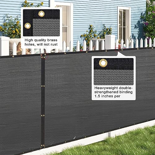 Privacy Fence Screen 8' x 3', 90% Blockage Heavy Duty 170 GSM Fencing Mesh Net Cover for Outdoor Wall Garden Yard Backyard Cable Zip Ties Included Dark Grey-We Make Custom Size - color: Dark Gray, size: 8X3 FT - Custom Sizes