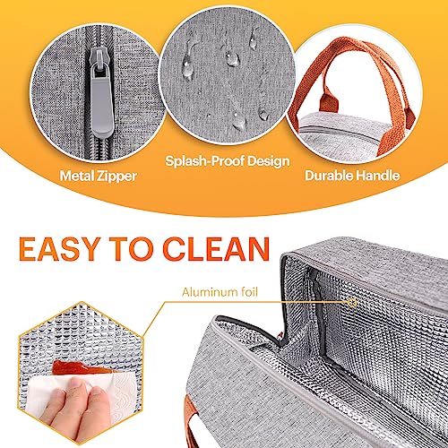 Lunch Bag for Women & Men Adult Insulated Lunch Box, Small Leakproof Cooler Food Lunch Containers Reusable High Capacity Lunch Tote Bags for Work, Travel, Outdoor (Grey) - color: Gray