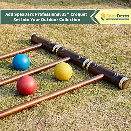 SpexDarxs Six Player Croquet Game, 35’’ Croquette Set with Premium Wooden Mallets/Colored Balls/Wickets/Stakes/Carrying Bag, Classic Outdoor Backyard Lawn Games for Teens Adults Family - color: Archaize Color