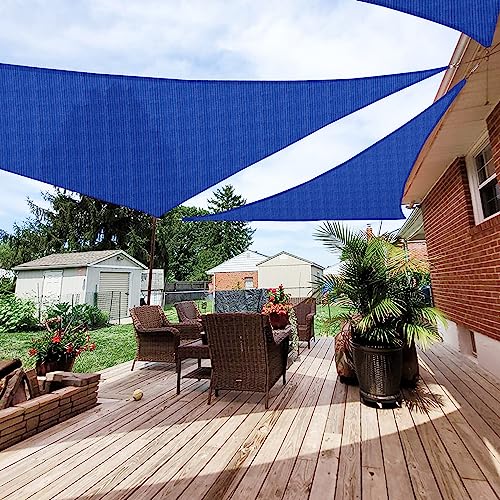 Patio Paradise 3' x 3' x 3' Sun Shade Sail Triangle Canopy Shade Cloth Fabric Sunlight Block Patio Pergola Cover HDPE Deck Awning for Outdoor Backyard Roof Shading, Blue - color: Blue, size: 3' x 3' x 3'
