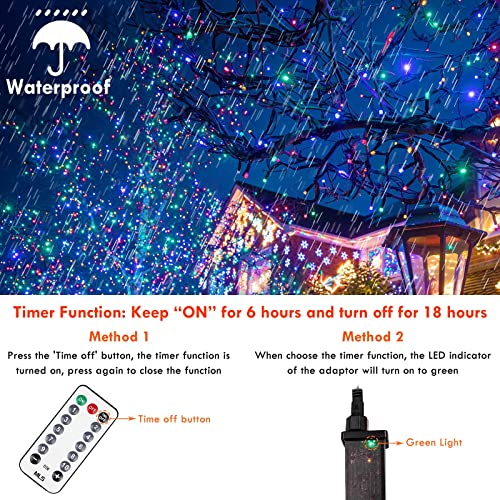 75.8 FT 200 LED Color Changing Christmas String Lights with Remote & Timer & Memory Function, 9 Lighting Modes Waterproof Twinkle Lights for Xmas Tree Holiday Party Garden (Cool White & Multicolor) - color: Cool White & Multicolor, size: 200LED