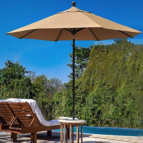 EliteShade USA 10-Year-Non-Fading 11Ft Market Umbrella Patio Outdoor Cylinder Auto Push-up Table Umbrella with Ventilation, Heather Beige - color: Heather Beige, style: 11ft
